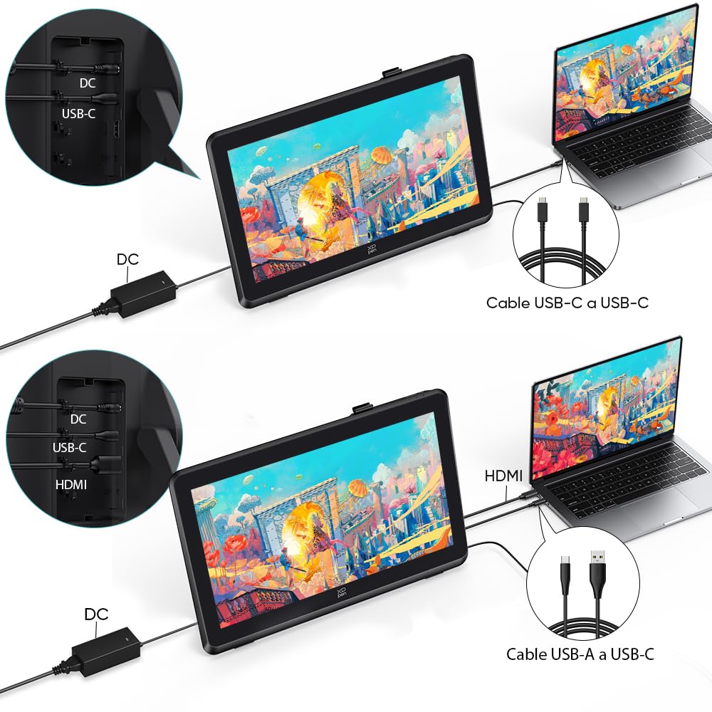XPPen Artist 22 Plus Tableta Gráfica con Pantalla FHD 16K Niveles de 22" | Tableta Gráfica Dibujo Digital 130% sRGB Lápiz X3 Pro, Compatible con Windows,macOS,Chrome,Android,Linux