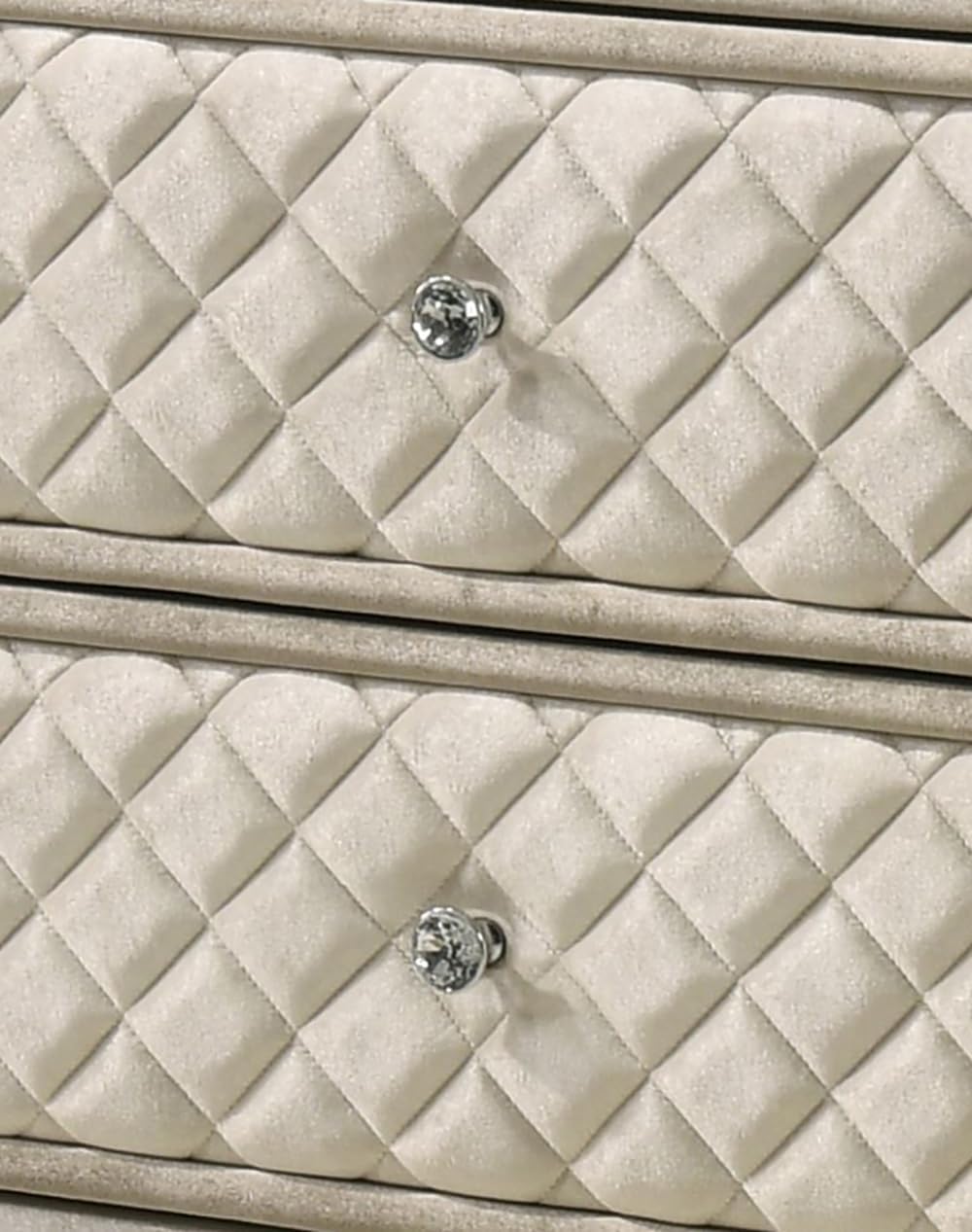 Acme Lucienne 5-Drawer Velvet Upholstered and Wood Chest in Beige