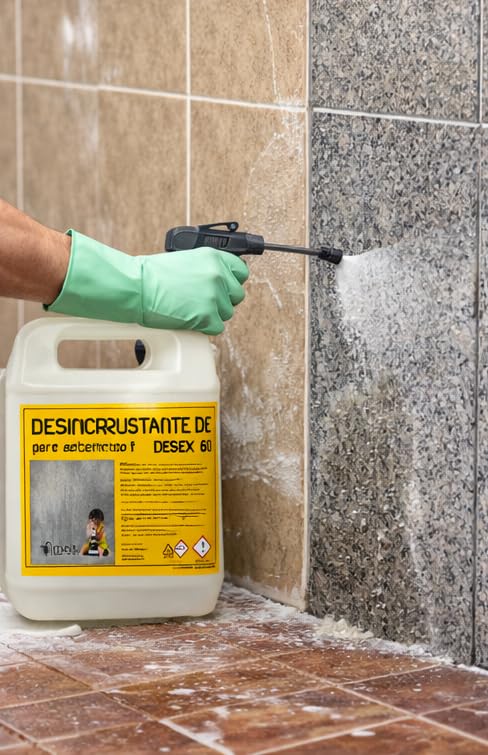 Detergente Desincrustante Ácido Limpiador de Cerámica, Granito, Piedra Natural, Elimina Restos de Cemento, Envase 5 Litros