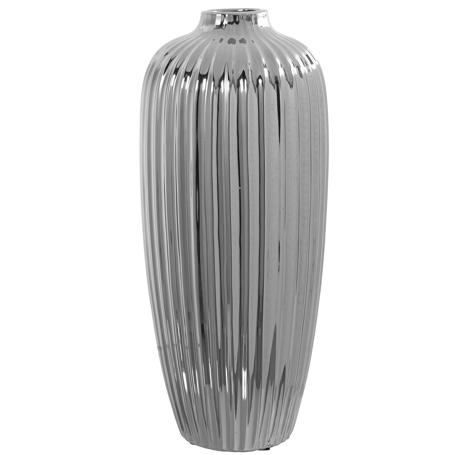 Vase céramique argentée 18x45cm le cadeau de crémaillère parfait pour amateurs de design