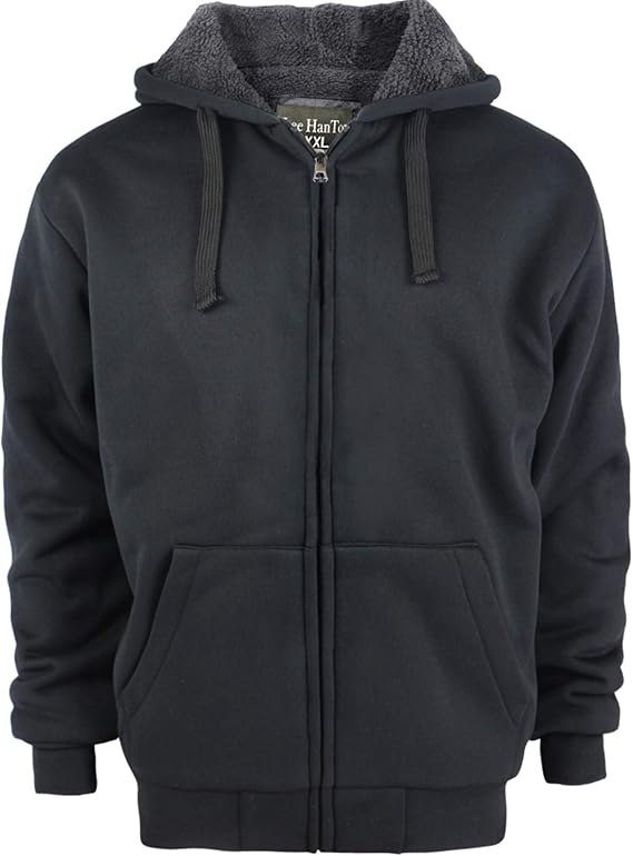 Mens Zip Hoodie, Lee Hanton Solid Sherpa Lined Zip up Hooded Sweatshirt ...