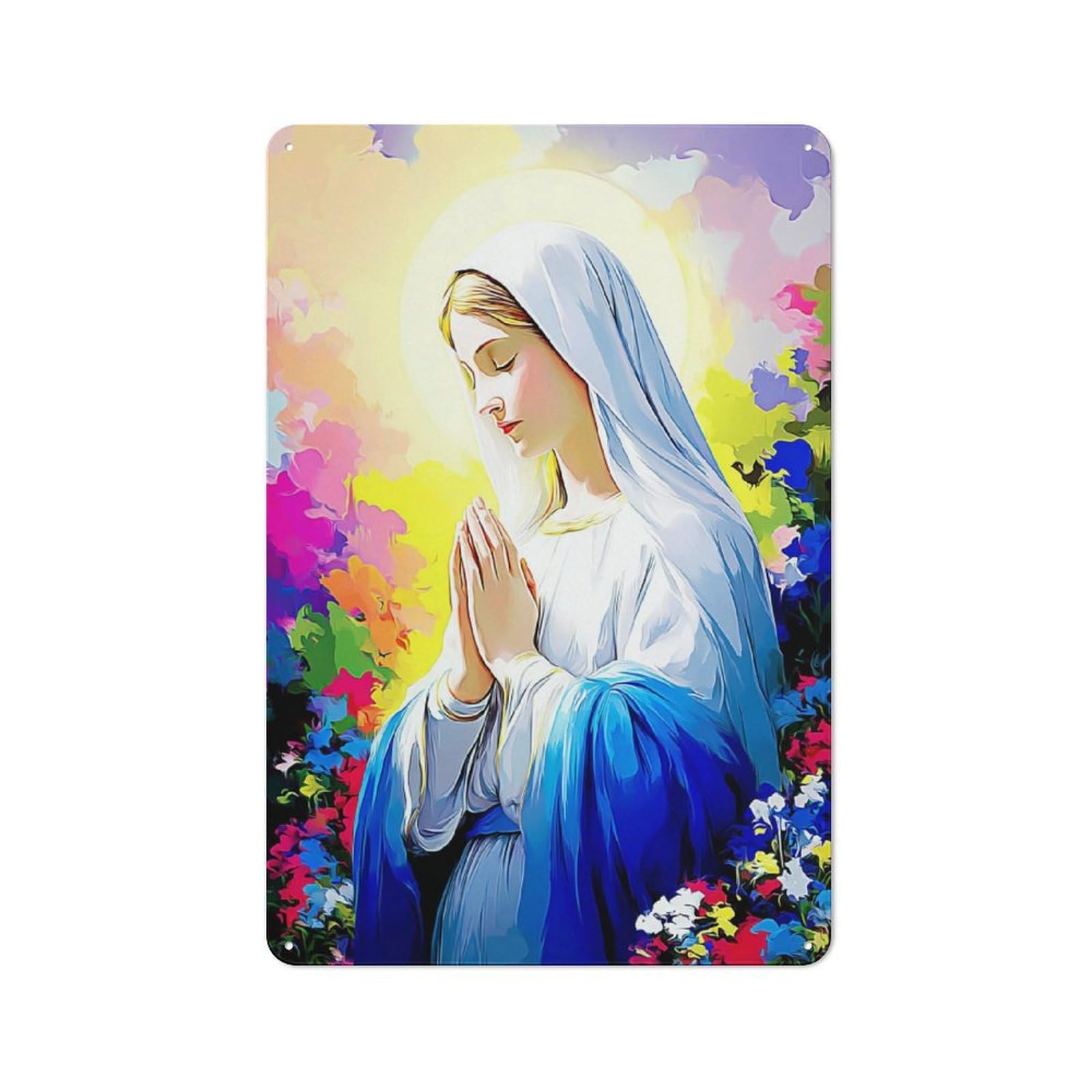 Junmoney Prayerful Serenity In Vibrant Colors Retro Metal Plaque 30X20cm For Guest Room Or Hallway, Housewarming Present For People Styling Guest Room And Hallway