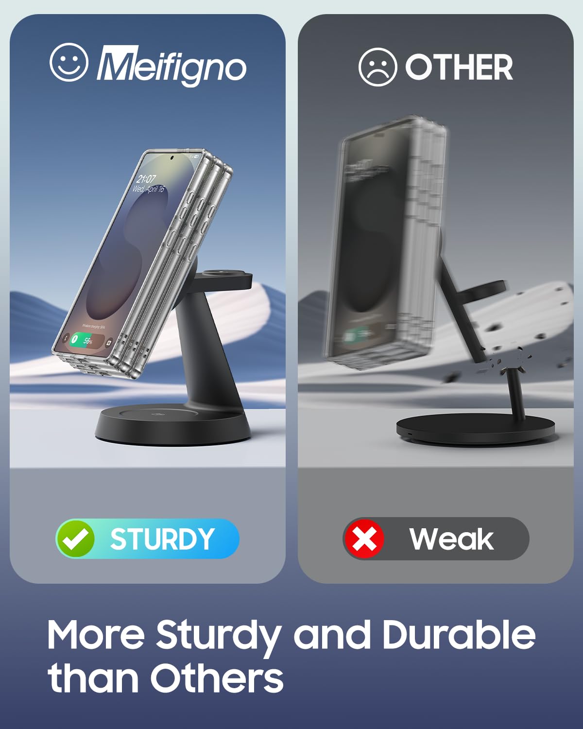 Caricabatterie wireless 3 in 1 per Samsung, stazione di ricarica magnetica compatibile con MagSafe Samsung Charger per Galaxy S25 Ultra S24 Z Fold7/Flip7, supporto caricabatterie orologio per Galaxy