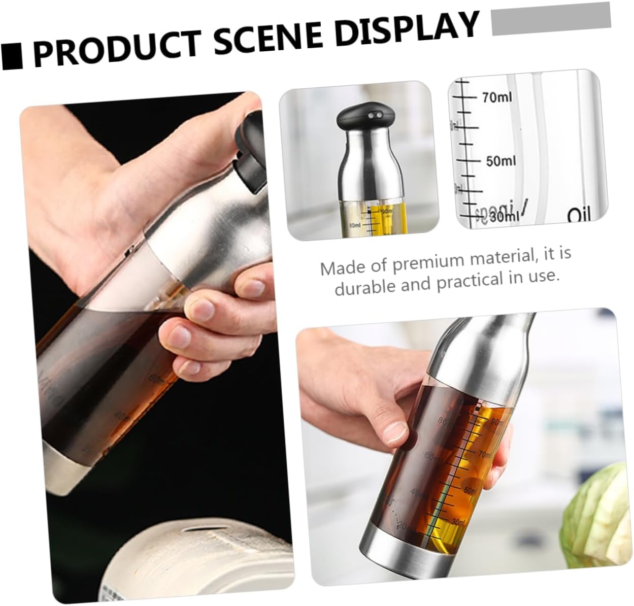 Cabilock Oil Dispenser Spray Bottle 90ml Cooking Baking Oil Sprayer Non-dirty Nozzle for Kitchen Storage