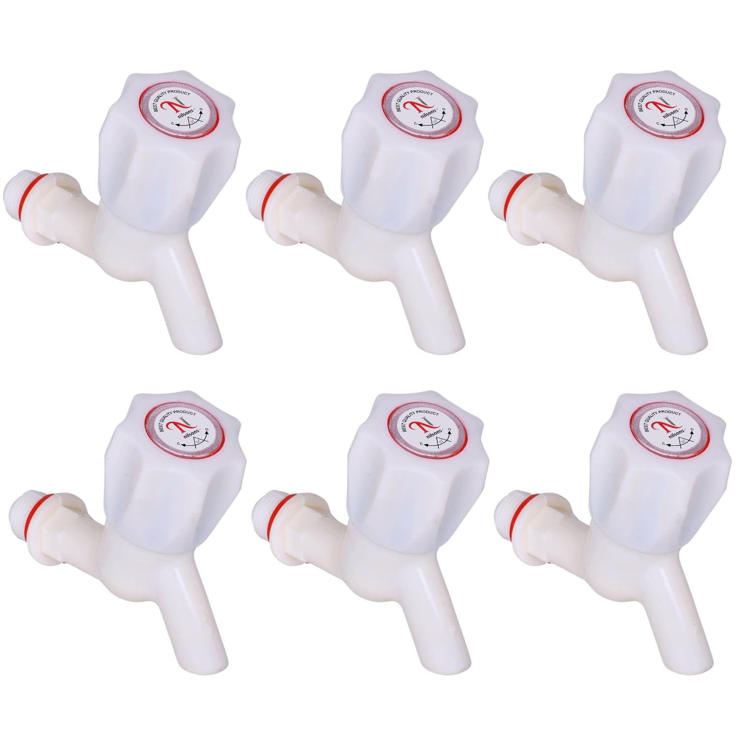 Nilsons White Plastic Water Tap – Wall Mounted Bib Cock for Bathroom, Kitchen & Garden | Leak-Proof & Durable Faucet Combo Set (Pack of 6)-image-47