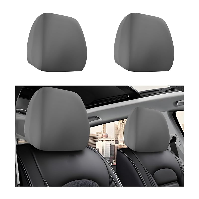 Capa para Encosto de Cabeça Automotivo NYTKL em Tecido Elástico Cinza 23,9 x 16 cm, 2 unidades