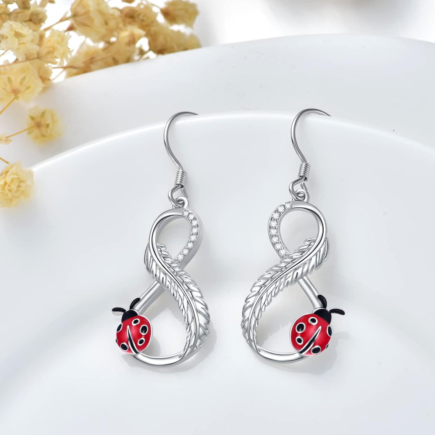 Cat/Bunny/Panda/Ladybug/Dragon/Bat/Spider/Bee/Feather/Dragonfly Dangle Earrings 925 Sterling Silver Animal Jewelry Gifts for Women - Image 2