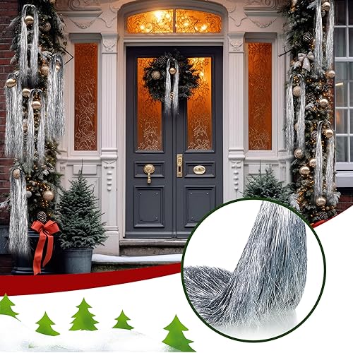 Oropel plateado de 18 pulgadas con 60000 hebras para árbol de Navidad 7