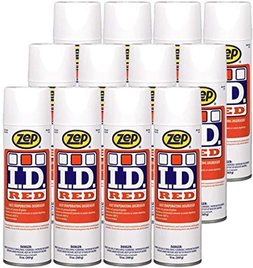 - I.D. Red Industrial Degreaser Aerosol - 13 oz (Case of 12) 9601 - Noncorrosive, Fast Evaporating, Dissolves Oil, grease, and Grime on Metallic Surfaces and Manufacturing