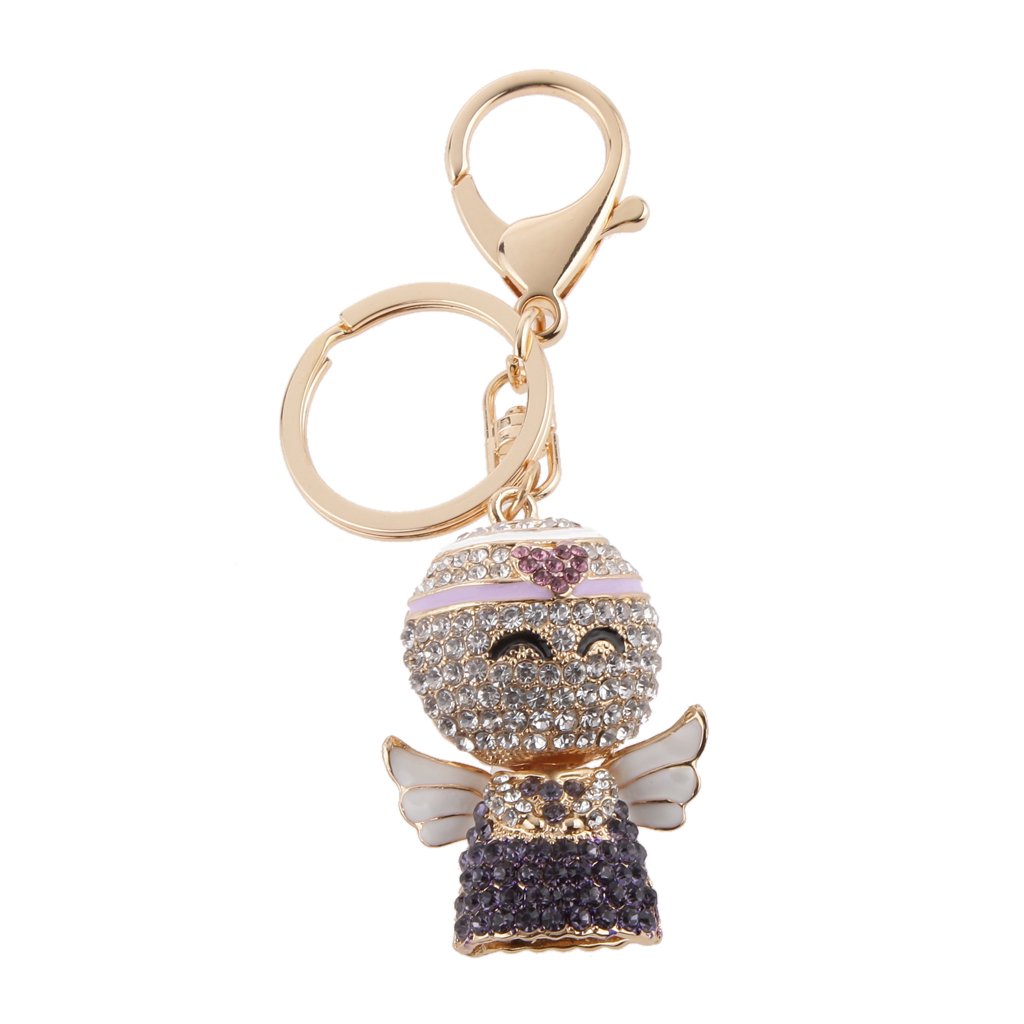 LylaFashion Rhinestone Crystal Pink Dog Charm Purse Bag Key Ring Keychain Keyfob-image-43