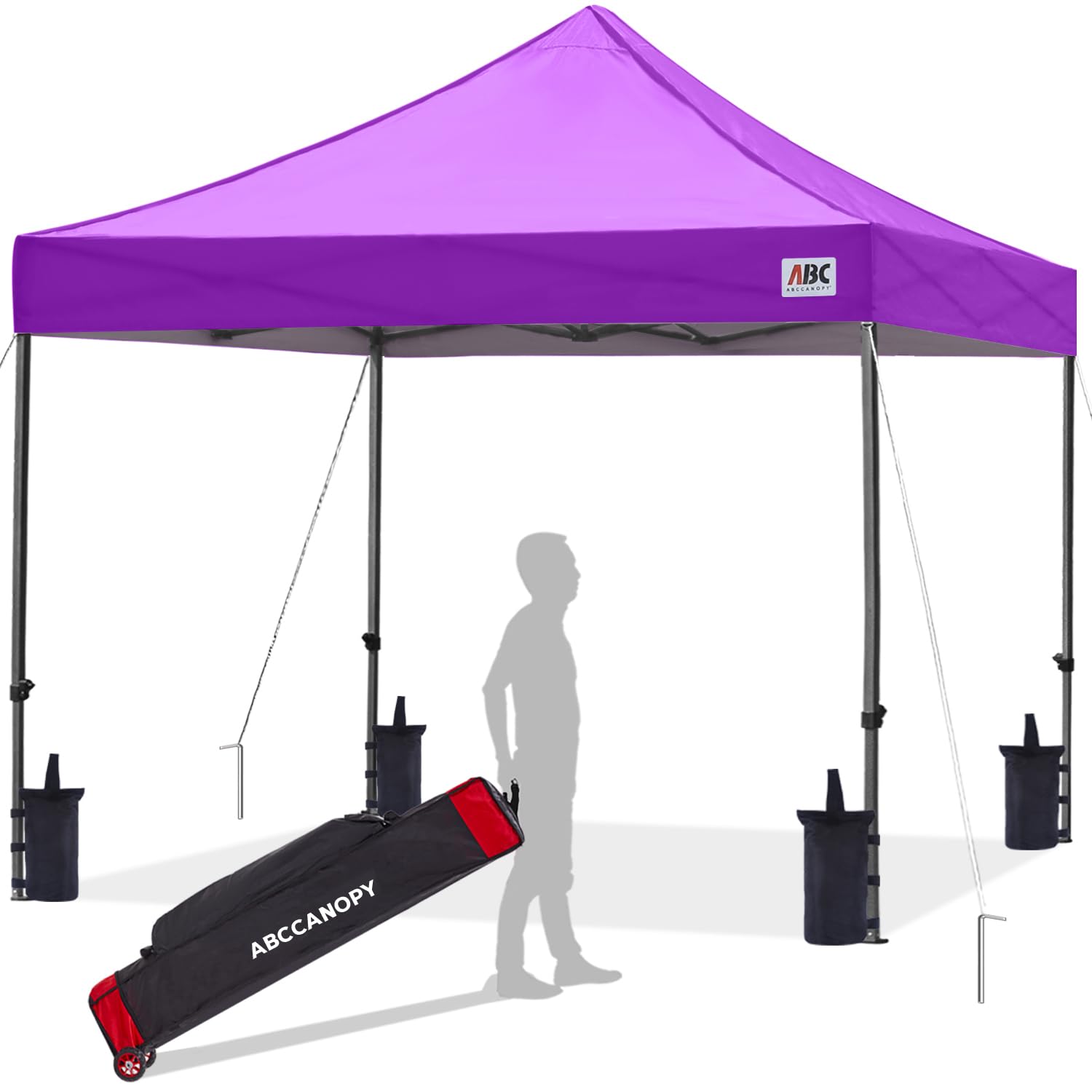 ABCCANOPY 2.5x2.5M Fully Waterproof Pop Up Gazebo With Upgraded Roller Bag, 4 Weight Bags, Stakes and Ropes (Purple) โ image 1
