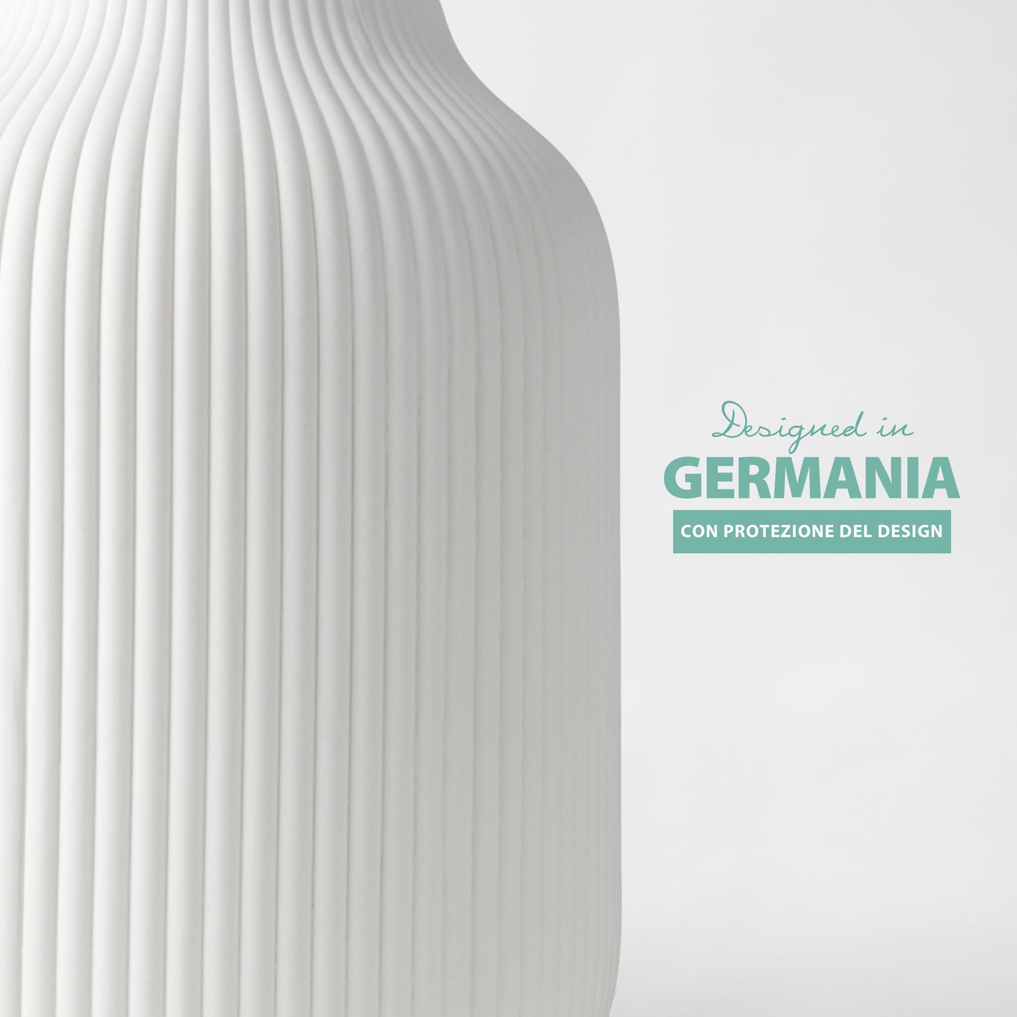 Flature vaso in ceramica con scanalature – fiore bianco opaco impermeabile per fiori recisi e secchi, erba della pampa, vaso grande 20 cm, regalo per soggiorno