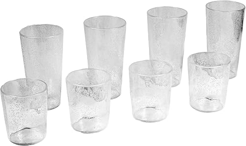 Miniatura 9 de Abode Homewares by TarHong Fizz Bubbles - Juego de 8 vasos de plástico de alta calidad, con 4 vasos jumbo y 4 vasos dobles antiguos, color azul