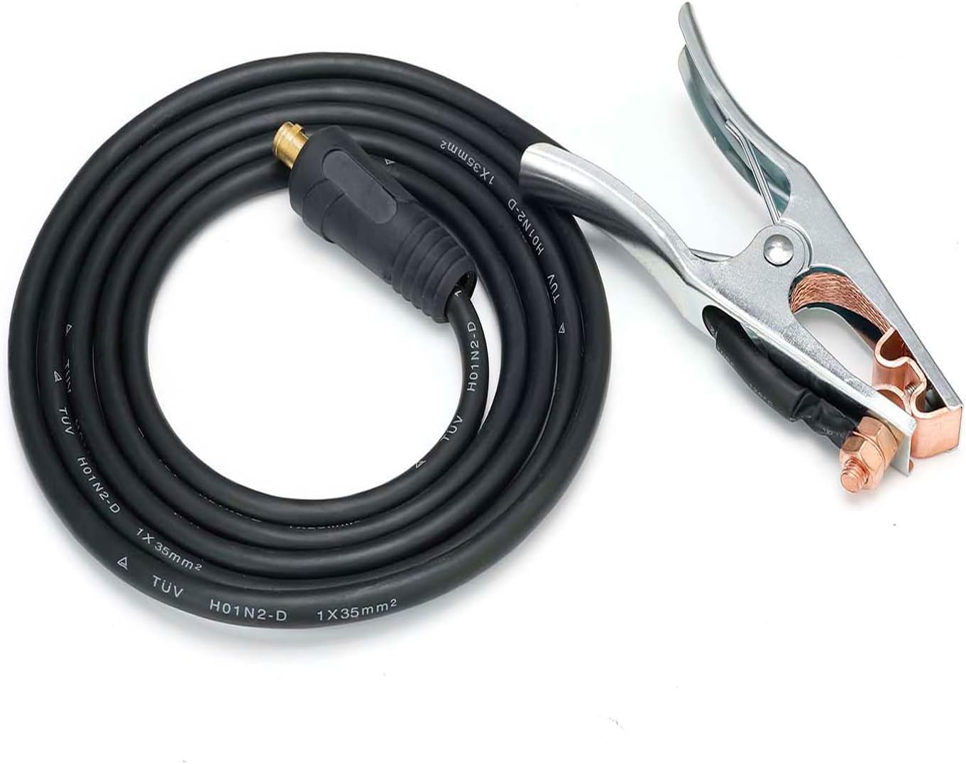 Amico EC15300, 300-Amp 15-Feet Welding Ground Clamp Assembly, Dines 35-70mm Connector, 2-Gauge Cable.