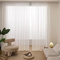Vista 1 de L&TEC Cortinas transparentes beige para ventana, Beige