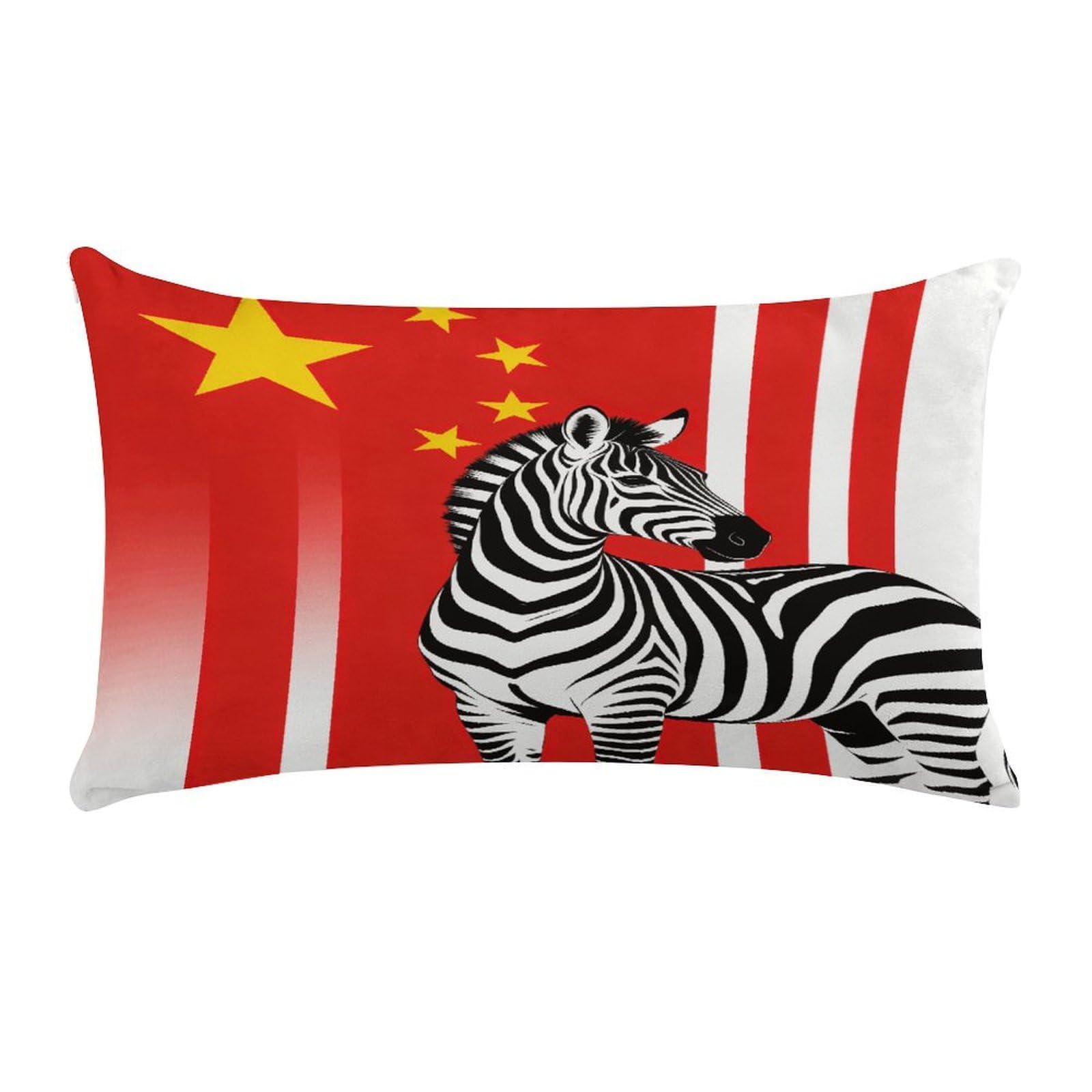 Khauerbc Style Black And White Zebra And National Flagpillow Cases Standard,Ultra Soft Microfiber Pillowcase With Zipper Closure,Bed Pillowcases Cover With Zipper For Bedroom, Sofa, Couch.