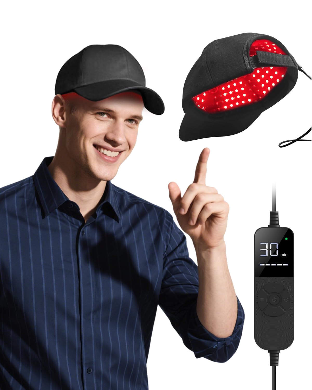 Casque laser à lumière rouge pour la perte de cheveux–Casque laser LLLT avec 660, 850 et 940 nm+impulsion infrarouge–Casque de croissance capillaire pour hommes et femmes,soulagement de la douleur