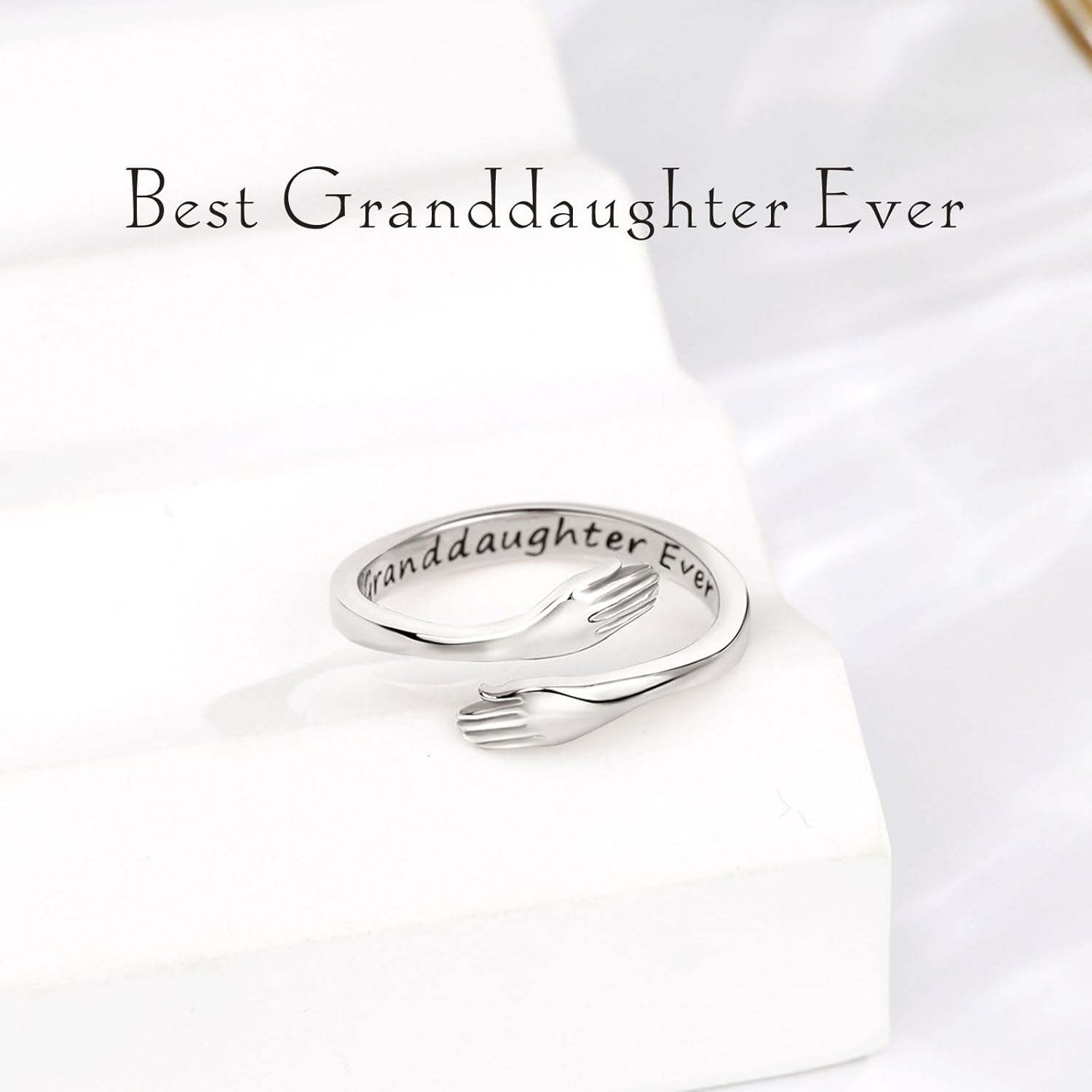 INFUSEU 925 Sterling Silver Hug Love Rings for Women Girls Cute Gifts for Her - Image 2