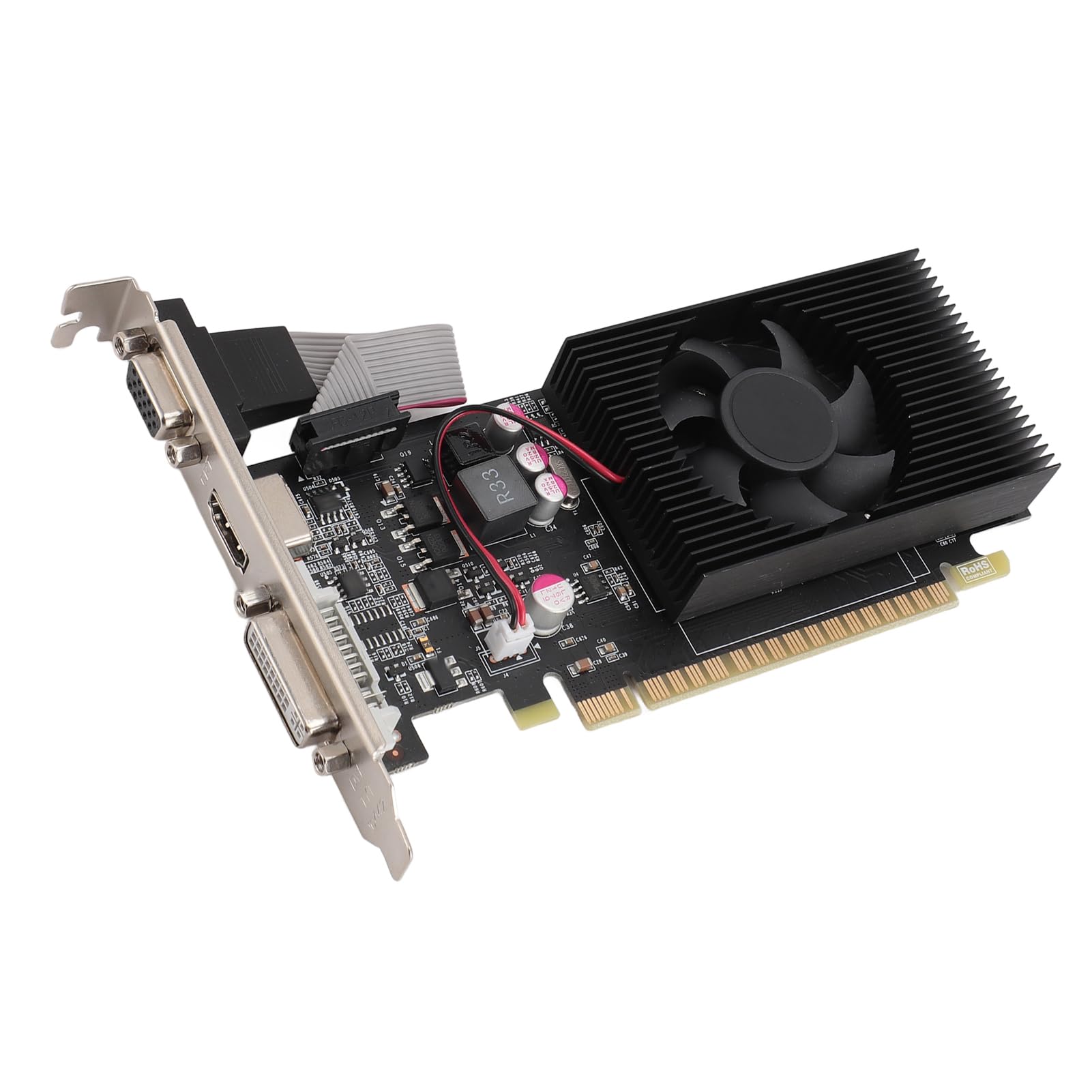 Schede Grafiche per Computer, Scheda Video con Ventola di Raffreddamento PCIE 2.0 16x Gaming Graphics Scheda GT730 4GB GDDR3 Scheda Grafica a 128 Bit Scheda Grafica a Basso Profilo per Vittorie 10 11