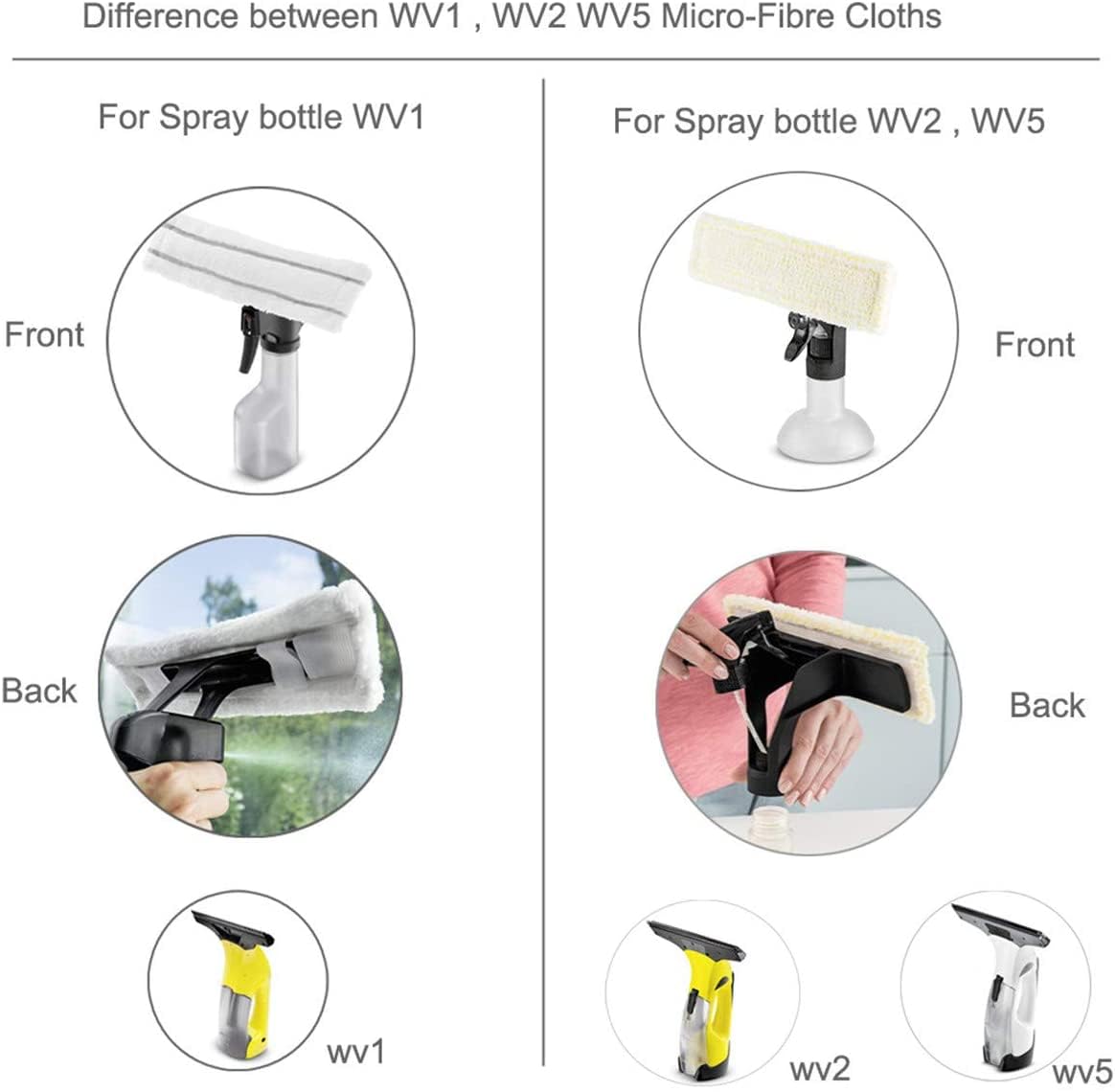 2 panni per finestre Karcher WV1 Macchina per la pulizia delle finestre Mop Spray Pot Wiping Spray Bottle Glass Cleaner Pads