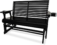 Vista 15 de Fortune Candy - Banco de madera para patio con balancín para una persona, con respaldo alto y asiento profundo contorneado, madera de abeto maciza