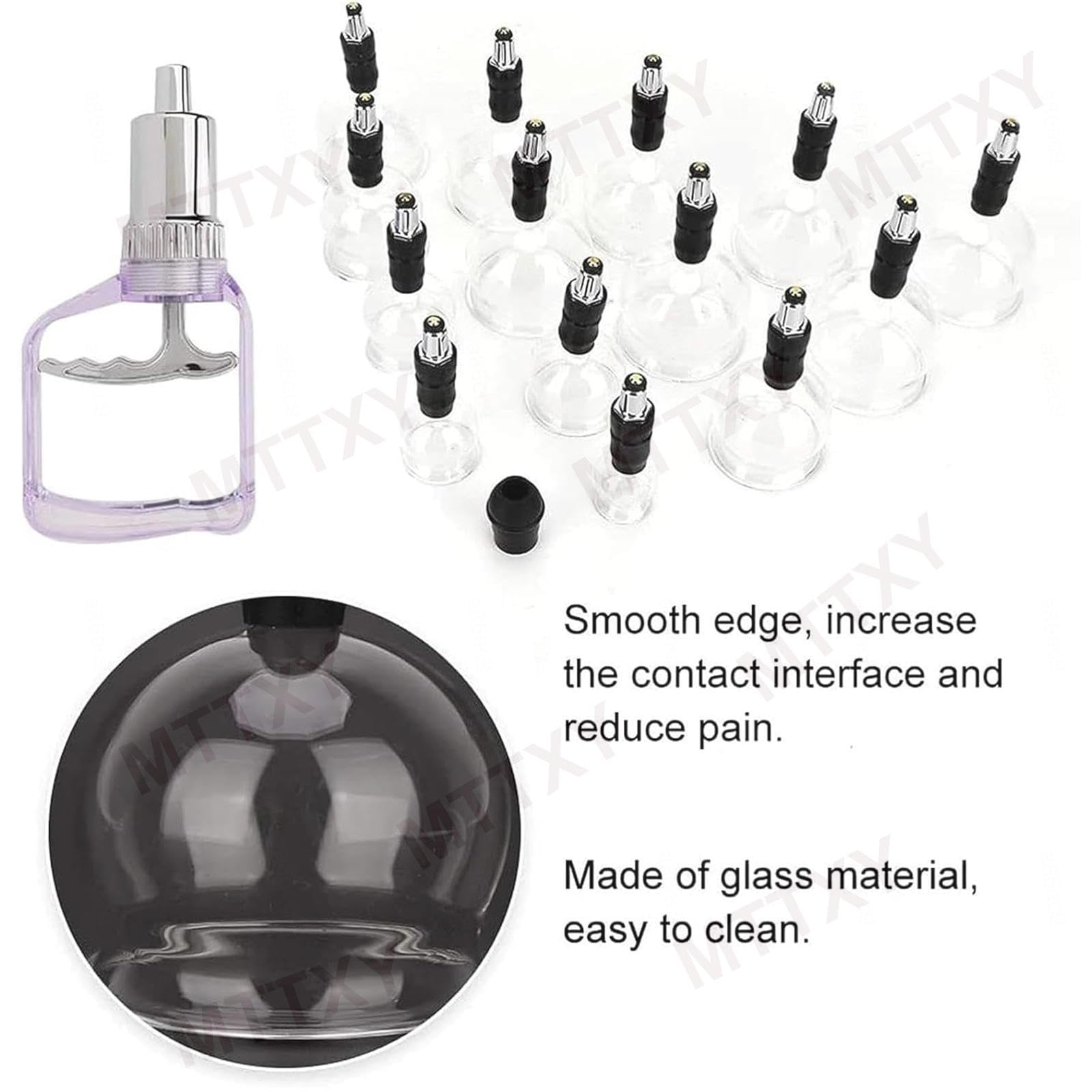 Set per terapia con coppettazione in vetro da 14 pezzi in 5 misure, coppette per massaggio con coppettazione a vuoto portatili con custodia in alluminio, terapia professionale cinese con