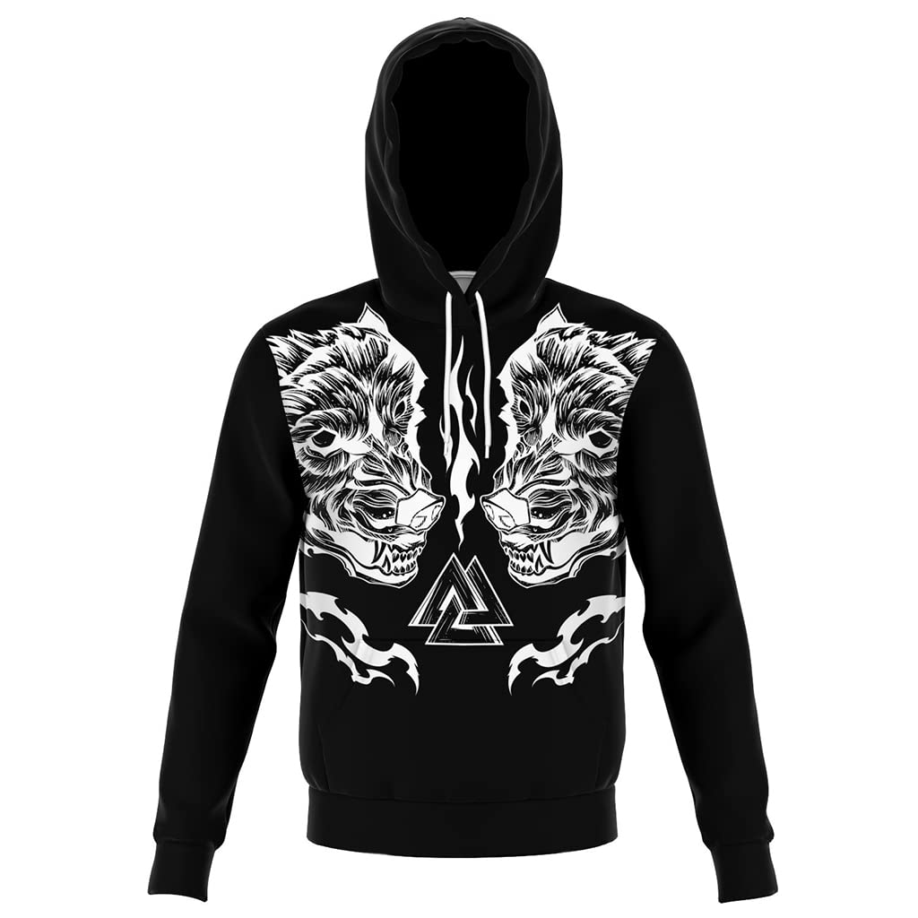 Sweat à capuche Viking pour homme avec impression 3D loup d'Odin