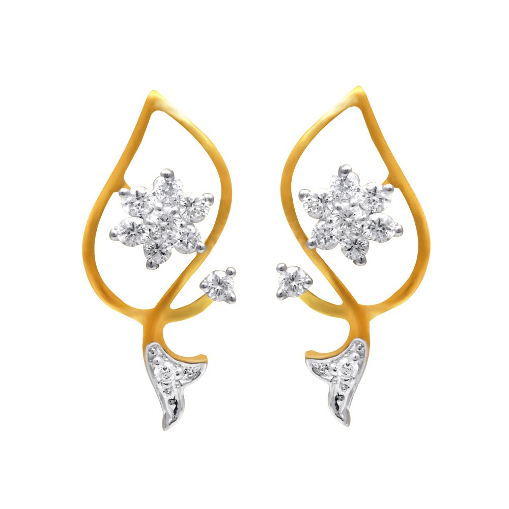 joyalukkas Women's & Girl's Pride Diamond Collection 18K (750) Yellow Gold And Diamond Stud Earrings-picture-4