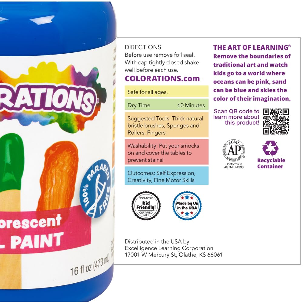 Colorations Gel Paint, Fluorescent Green, 16 oz. (Item # CFLGR) - Image 2