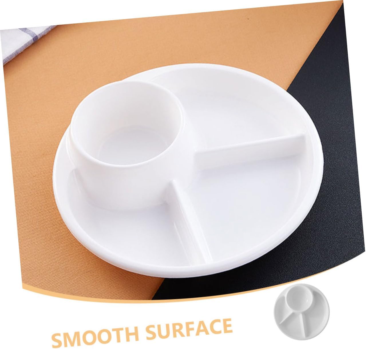 Cabilock 2Pcs Divided Plates Reusable Compartment Plates for Separated Eating for Adults Lightweight Dinnerware for Home School Picnics Camping