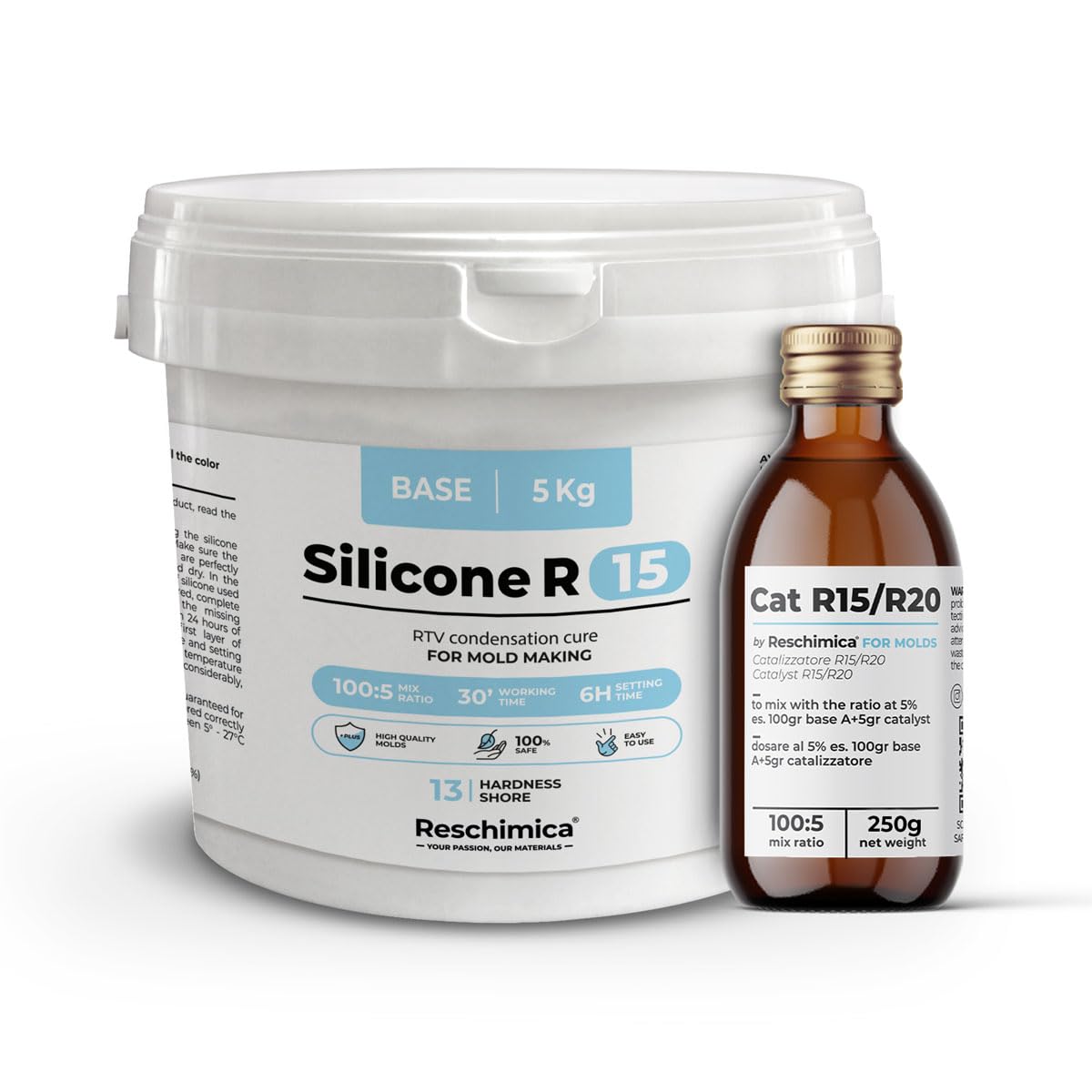 Premium abformsilikon R15 Flüssig Silikonkautschuk zur Erstellung von Silikonformen,dubliersilikon, abdruckmasse, Silikon für DIY Harzformen,Selbstentlüftend (5 kg) Weiß