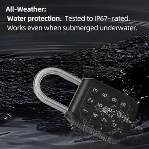 Miniatura 6 de Smart Padlock Alpha1 - Candado electrónico resistente, resistente a la intemperie, teclado digital, cerradura de botón con código, uso en exteriores