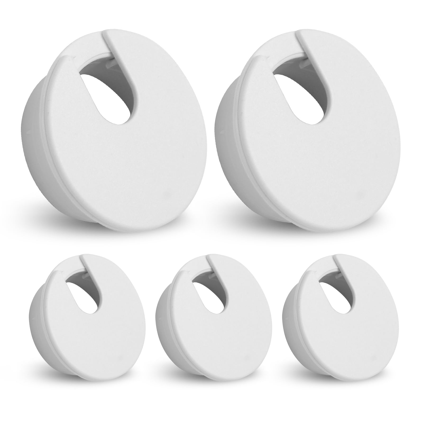 suiwotin 5pcs 1-3/8 Inch Desk Grommet, Plastic Desk Hole Cover, White Cable Hole Cover, Desk Hole Grommet for Wire Cord Organizing Office Computer Desk