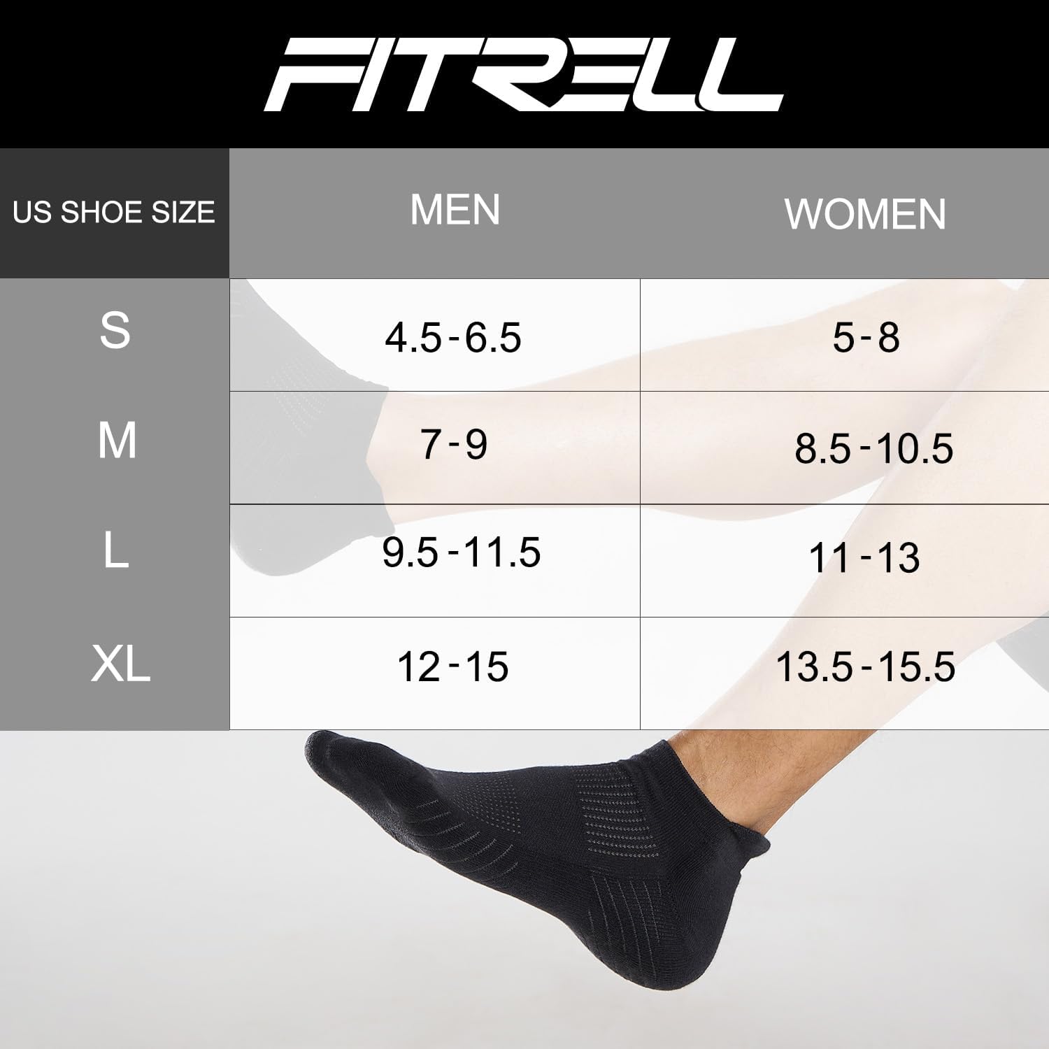 FITRELL 6 Pack Men's Athletic Running Ankle Socks Low Cut Cushioned Wicking Anti-Blister Breathable Sport Socks - Image 2