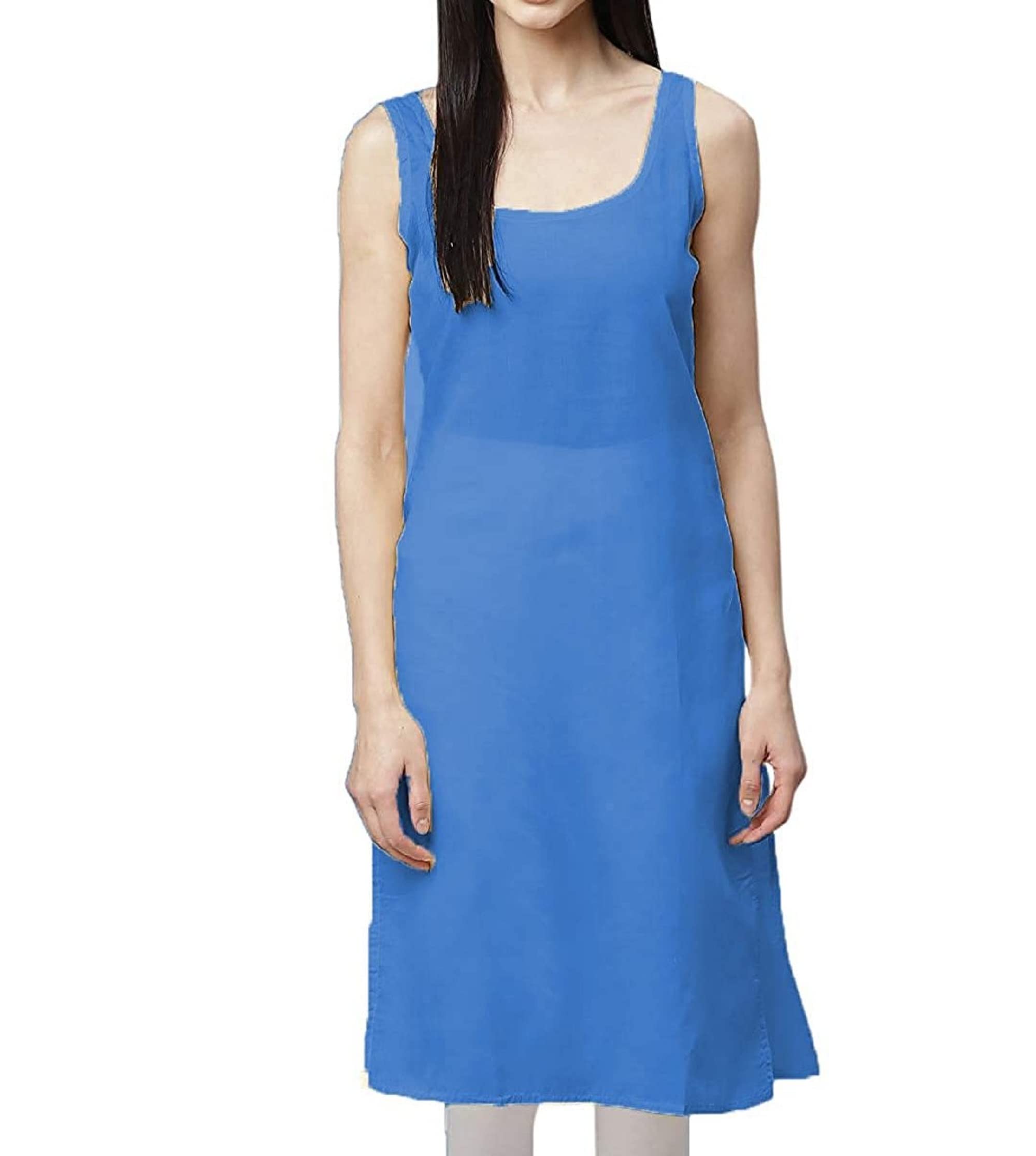 Quds Vision Enterprises Blue Colour Sleeveless Cotton Inner Slips for Women, Inner for Chikankari Kurti-picture-10