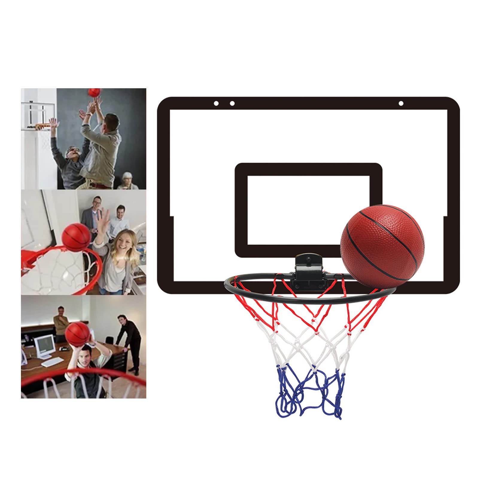 Indoor Mini Basketball Hoop Set, High Toughness PVC Material Backboard Hook Design for Door, with Free Storage for Kids and Adults