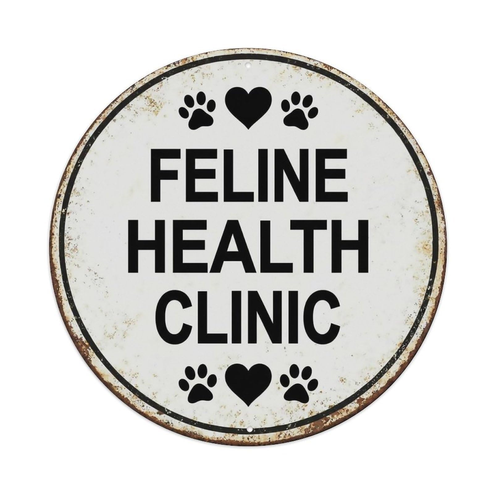 Vintage Feline Health Clinic Center Metal Tin Sign
