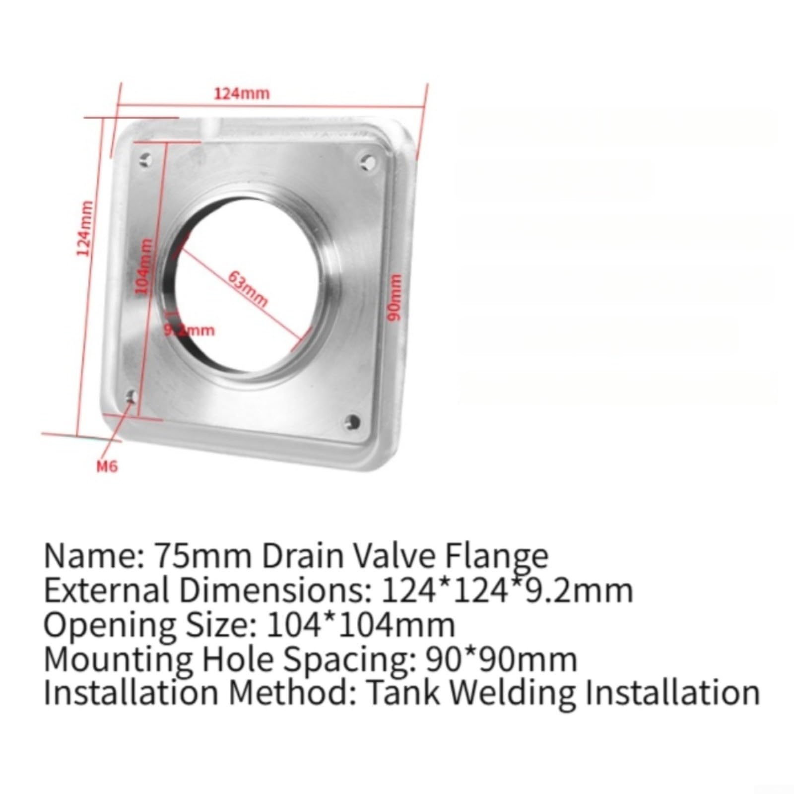 Valvola di scarico manuale per serbatoio dell'acqua per camper, plastica ABS, 50 mm, 75 mm, flangia, asta di prolunga, cavo di trazione, pezzo di ricambio (cavo da 2 m)