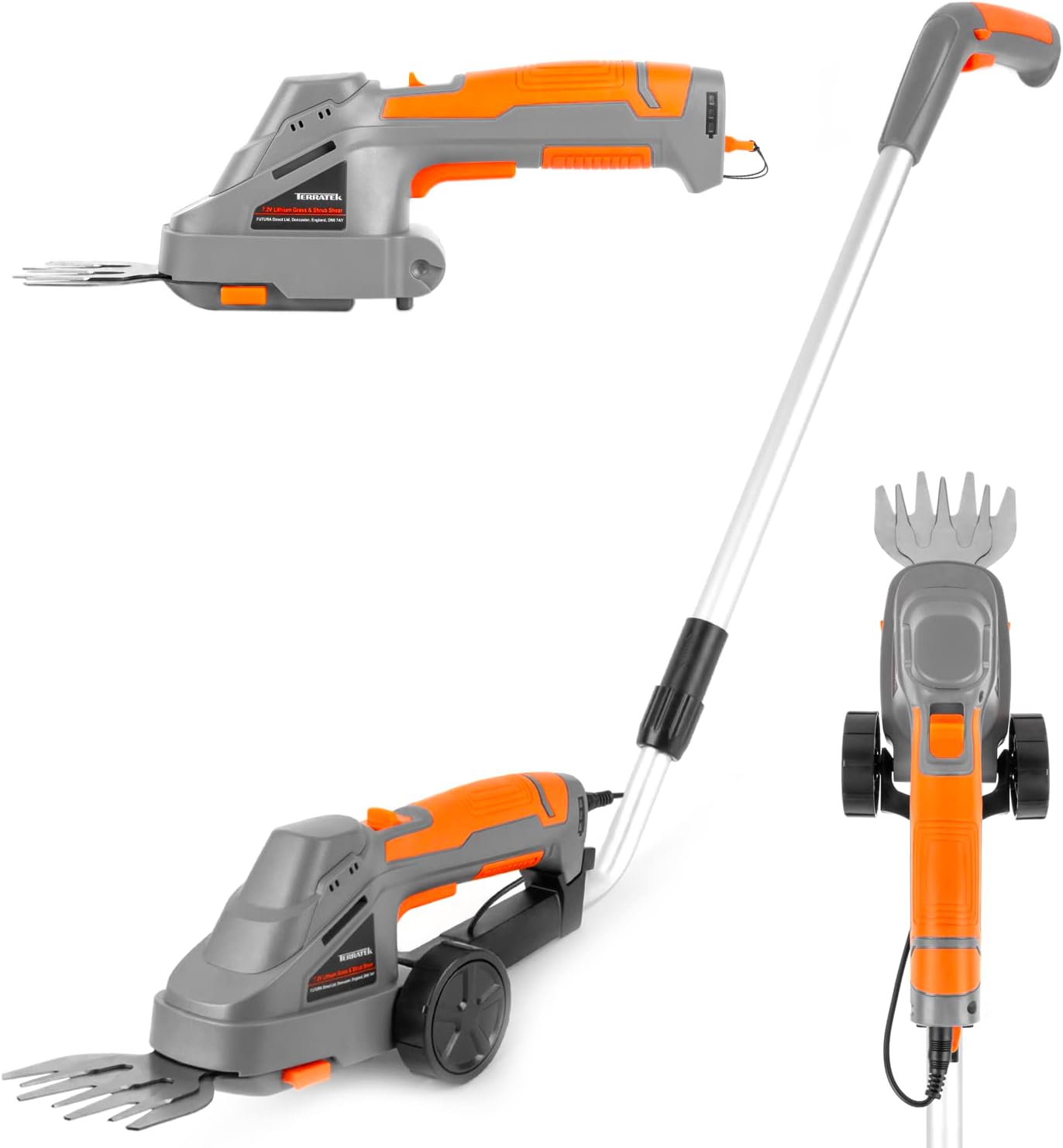 Terratek Handheld Cordless Hedge Trimmer Telescopic Pole Bundle