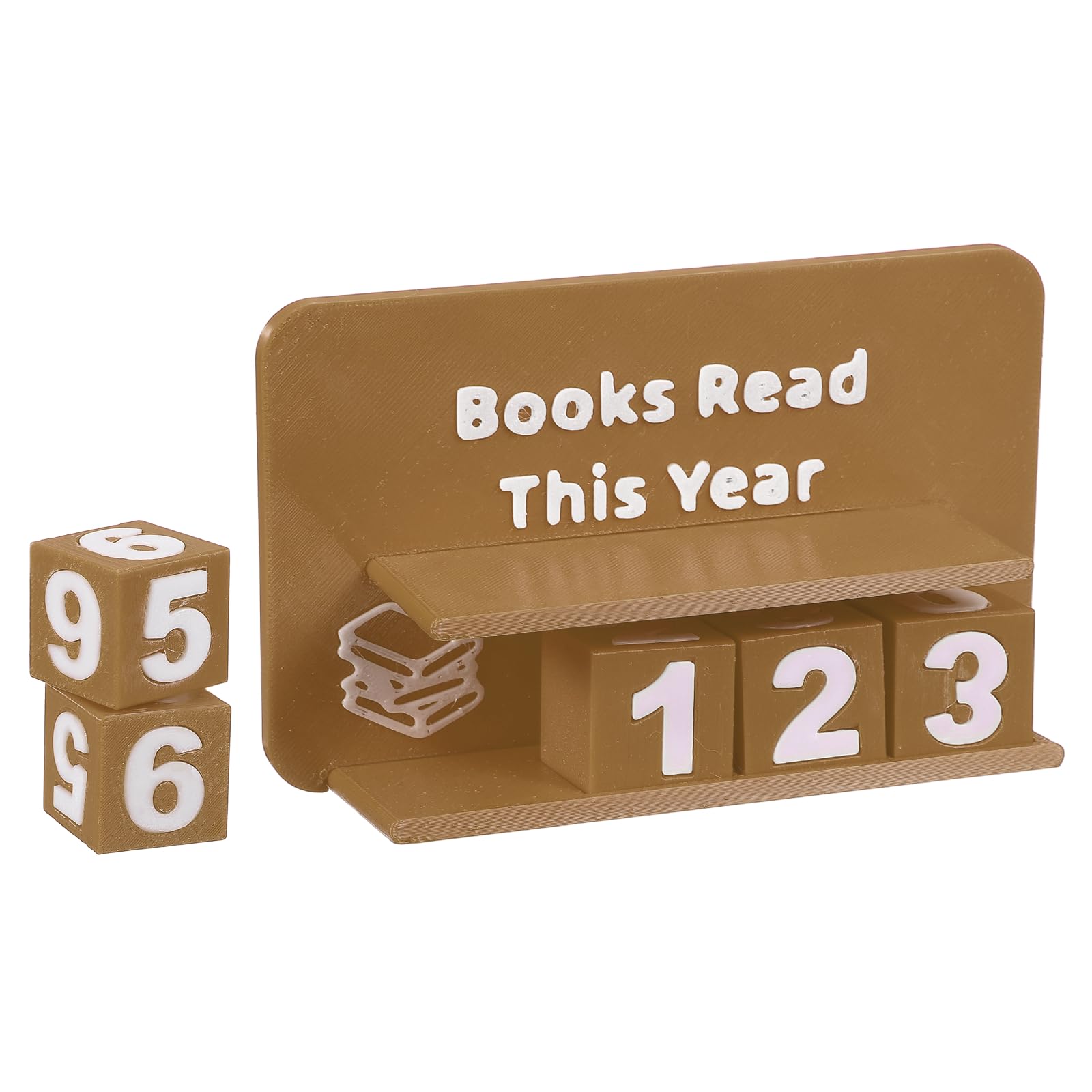 PATIKIL Books Read This Year Tracker, 3D Reading Challenge Counter Sign Library Bookshelf Decor Reading Challenge Number Up to 999 Books Gift for Reader Book Lovers Teachers, Brown