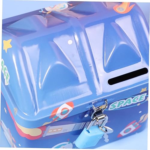 Miniatura 8 de FAVOMOTO 2pcs Box Piggy Bank Planet Coin Bank Money Astronaut Desk Bank Bill Tin Metal Coin Bank Decoration for Home Metal Decor Multi-Functional