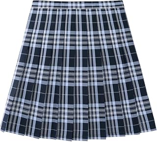 Girls Pleated School Skirt Elastic and Zipper Waist Cotton Lining
