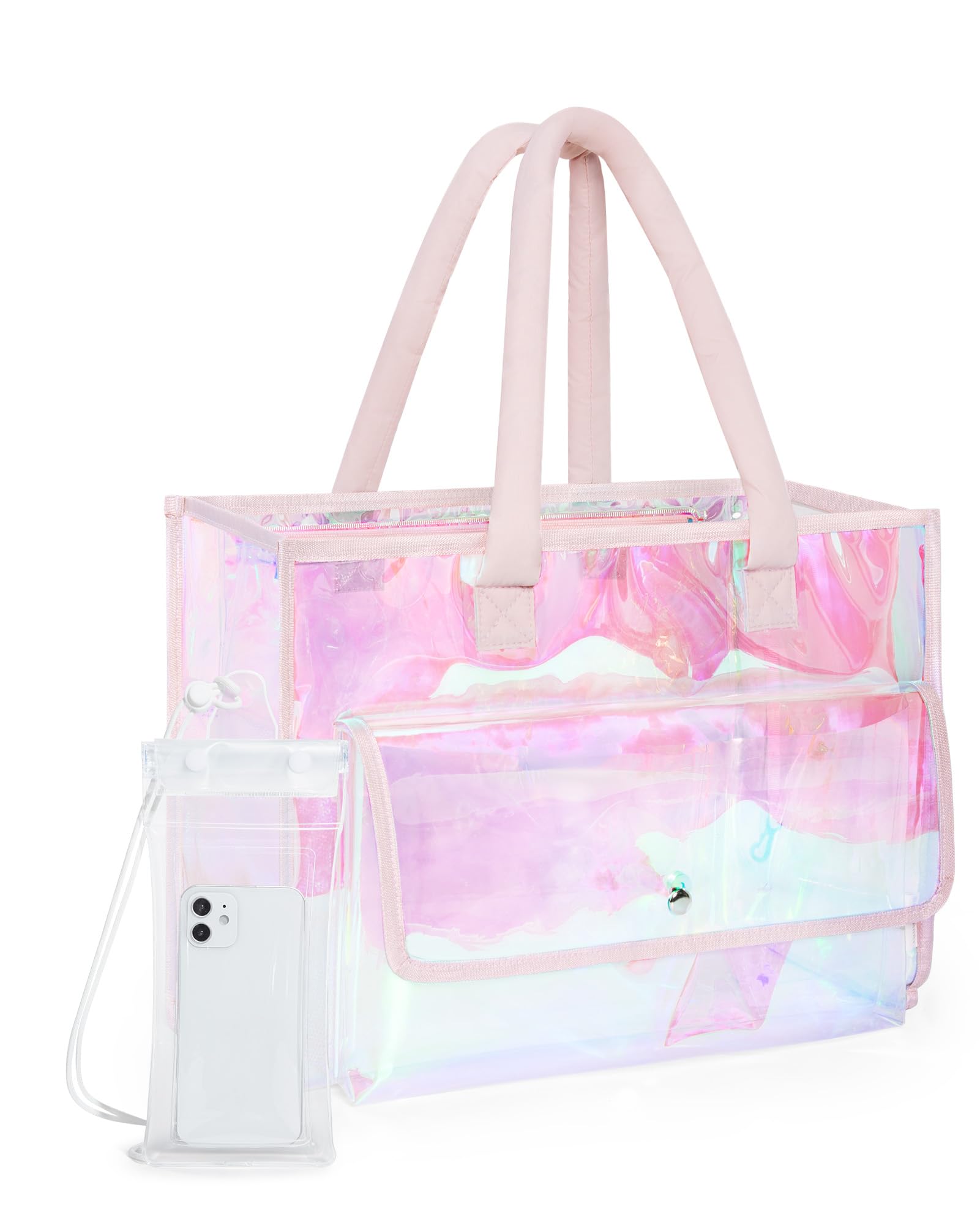Bagsmart Waterproof Beach Bag for Women with Phone Pouch Large Tote Bag for Pool Travel and Vacation