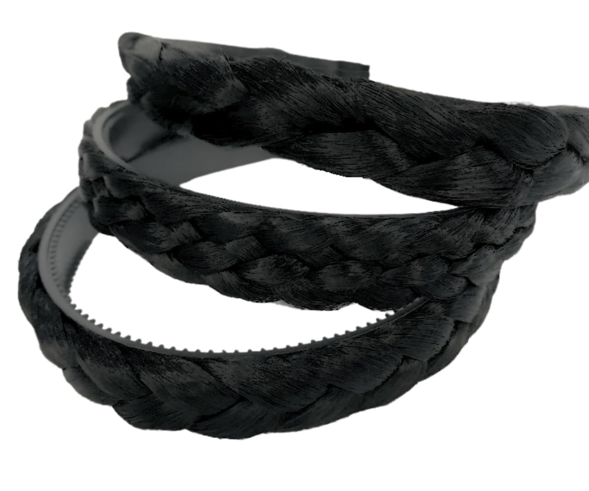 Black - Fabart Braided Hair Band with Bead Work 62 main image 1