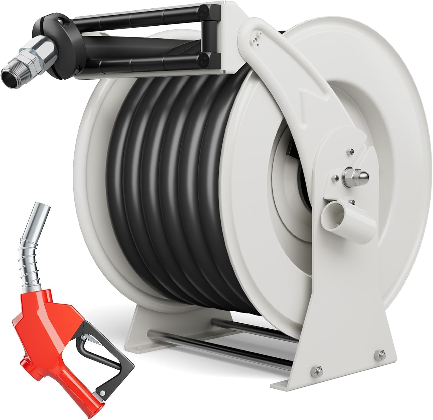 Enrollador de manguera de combustible de 25 mm x 15 m, retráctil, con boquilla para depósito, enrollador de manguera de gasóleo, para depósito de vehículo de barco agrícola