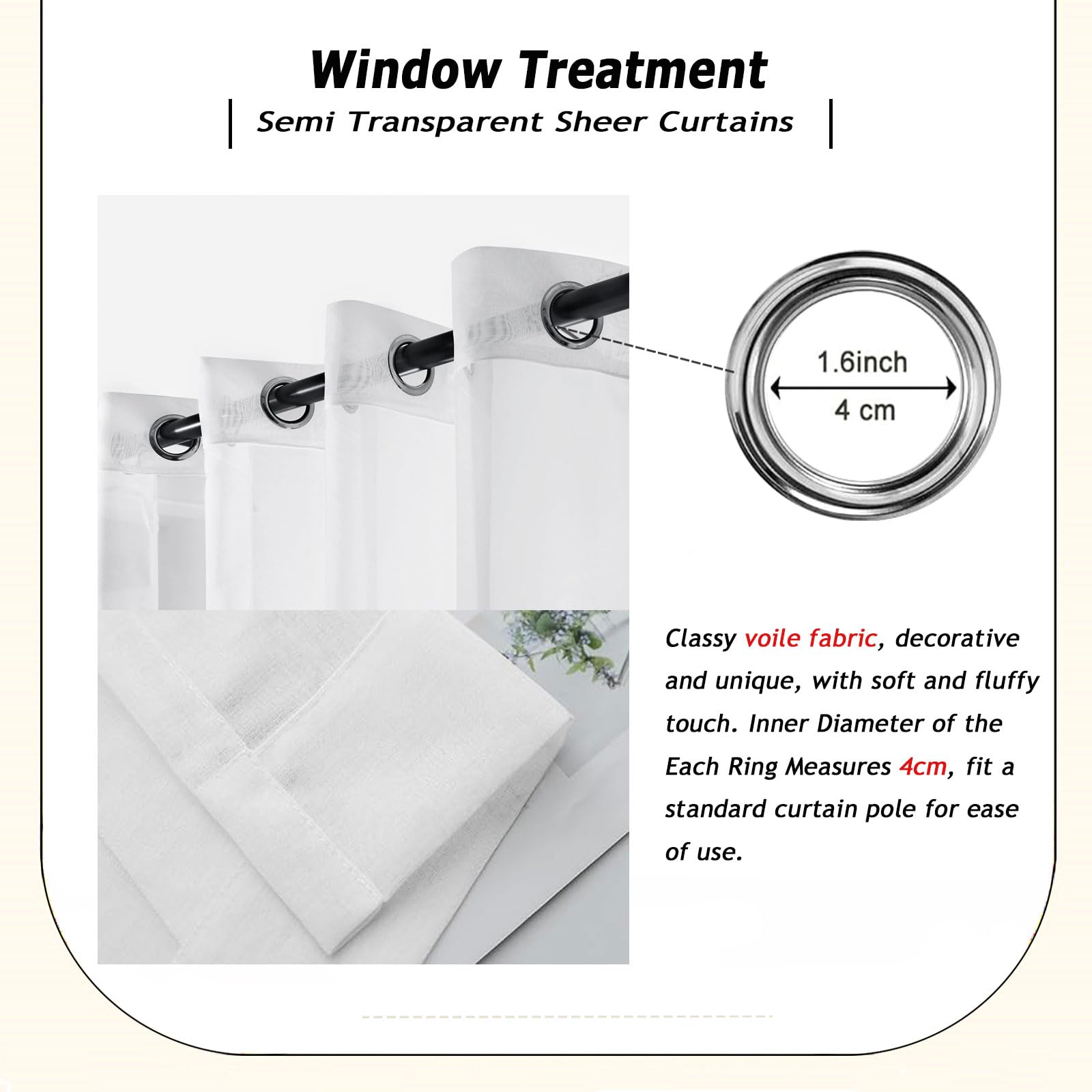 Verdunklungsvorhänge 210 x 210 cm Polyester, mit Ösen Transparent Verdunkelungsvorhang Thermovorhang Hitzeschutz für Wohnzimmer Landhaus Kleine Fenster, Weiß