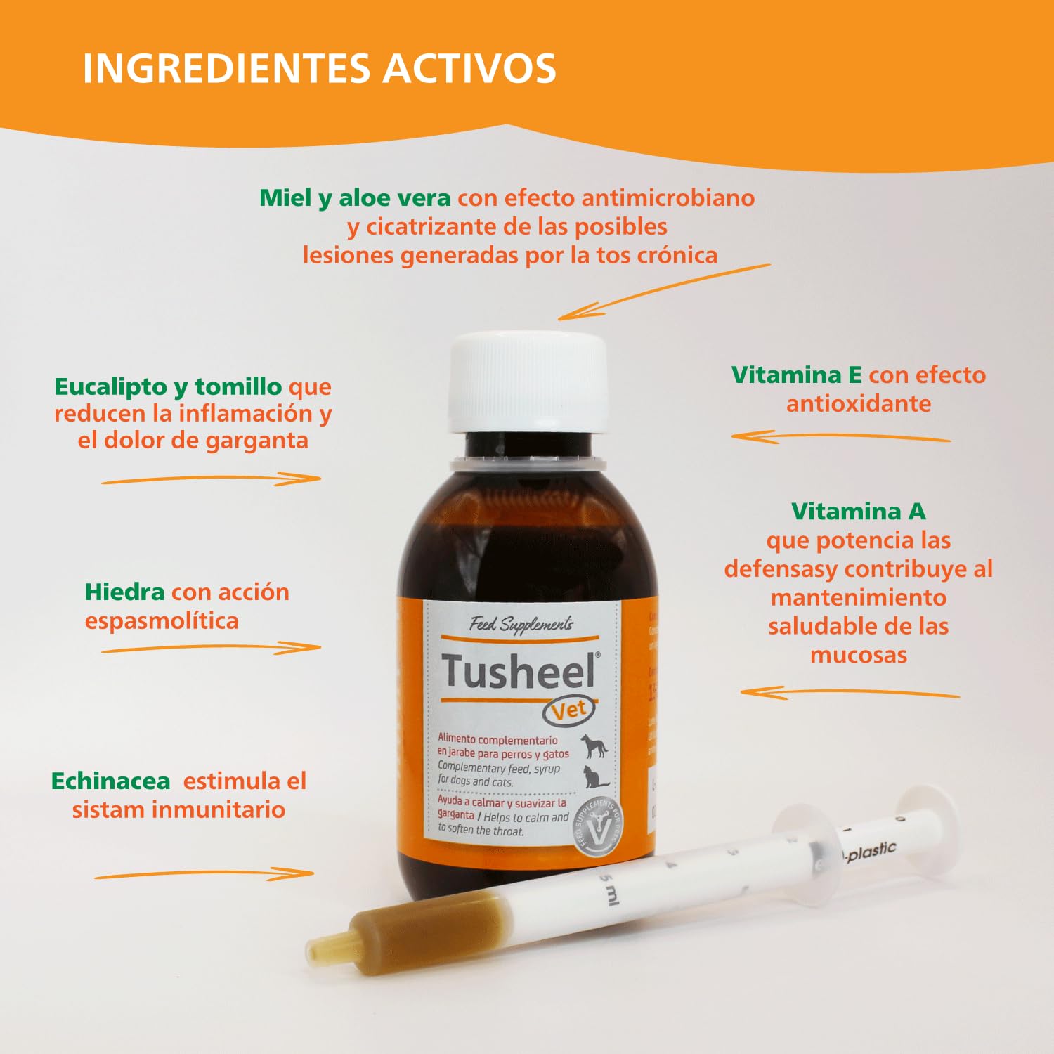 Heel TusHeel Vet Sirop pour Chiens et Chats Qui apaise et adoucit la toux - Composition complète avec ingrédients naturels pour Tous Types de toux - Saveur Poulet au Miel - 150 ML