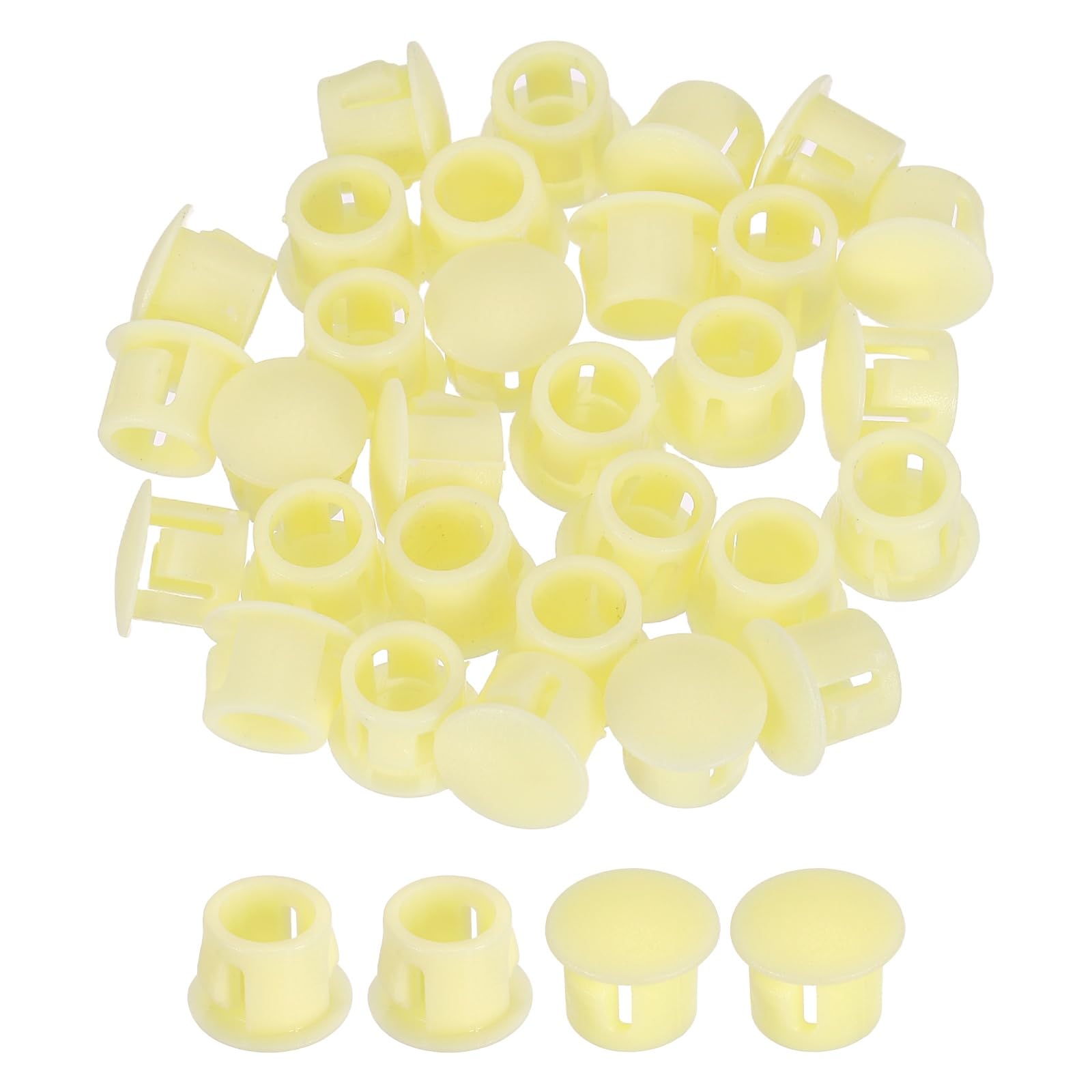 sourcing map Hole Plugs 100pcs 8mm(5/16-Inch) Plastic Plugs for Round Holes Flush Type for Furniture Cabinets Machines Hardware Fencing Post Pipe, Yellow