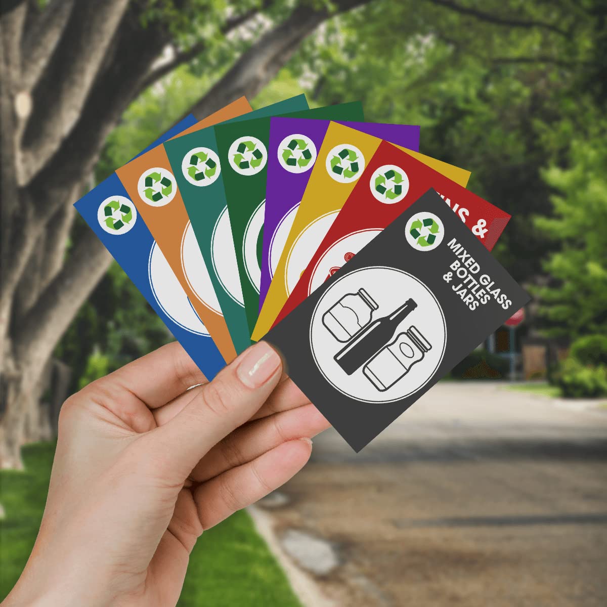 Large Recycling Stickers For Trash Cans - Bold Green Recycle Bin Labels Waterproof Vinyl
