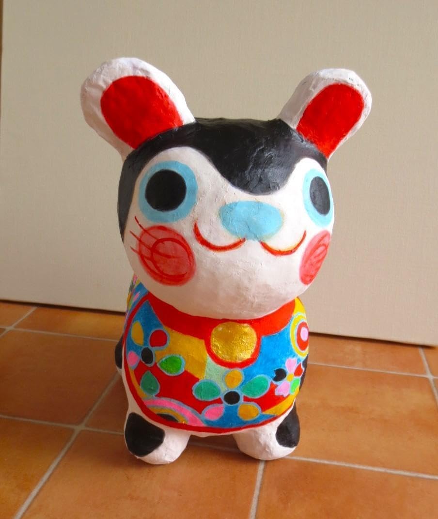 郷土玩具　犬の張り子　【天人海人作】 張り子人形 犬の張り子 大型天人海人作 犬張子 1号 デンデン付